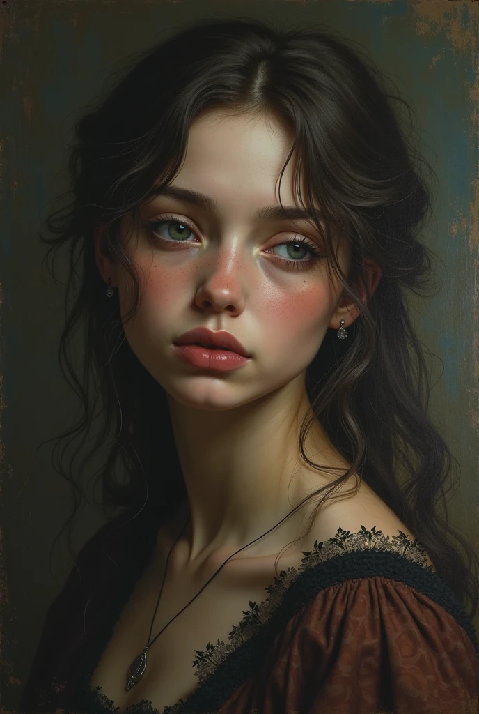 Portrait de femme fatiguée et triste de style peinture renaissance