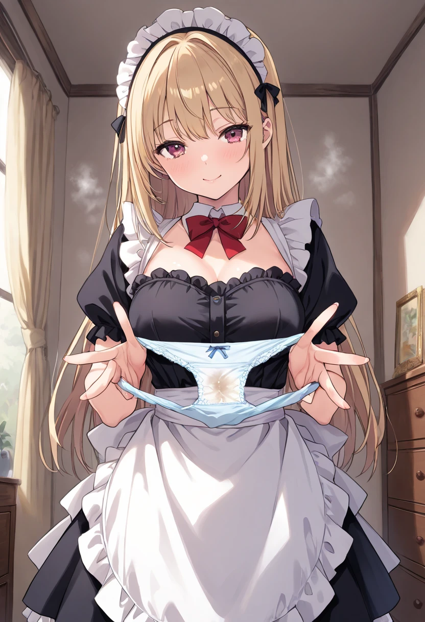NSFW,Rikajo、Long Hair、Blonde Hair、Green Eyes、Small breasts、tooth,(Maid clothes:1.5),Love Hotel,(Perfect hands),(Perfect Anatomy),(masterpiece),(highest quality),Embarrassed,blush,(Ecstasy face:1.5),One man,(Having sex:1.5)