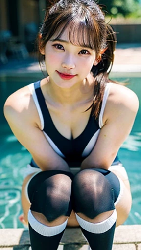 Ulzzang-6500-v1.1、(RAW Photos:1.2)、 (photo shoot:1.4)、Beautiful detailed girl、Very detailed目と顔、Beautiful and fine details、(((Super huge)))、Reinforced Body、highest quality、Swimwear、Tecateca Gloss Swimwear、Sweaty body、Spread your legs、tie hair with both hands、Ridiculous、unbelievable Ridiculous、Large file size、Ultra-detailed、High resolution、Very detailed、highest quality、Masseter muscle area、break (((光沢のある青いワンピースのオリンピック用Swimwear)))、Red lipstick、Very detailed、Short Hairstyles、8k wallpaper、grow、Beautiful poop、In detail、Masseter muscle area、highest quality、A hVery detailed、8k wallpaper、Light on the face、Cinema lighting、28-year-old woman、((No panties))、((Dynamic Pose)))、(Camel Toe)、break、((pantyhose))、((Sit with your knees bent))、Long neck、Listen carefully、Bans、Big eyes、Eyelashes、cute、とてもcute、ponytail