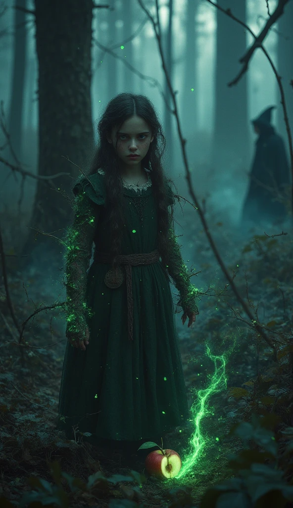 There's a meNINA KIDS BLONDIE holding a lamp in her hand, verde brilhante, brilho verde, green lighting, brilho verde, photo manipulation, Magia Verde, he is casting a lighting spell, luz verde, energia verde, neon verde, Aura verde, little girl with magical powers, amazing color photograph, Luz ambiente verde, brilho radioativo verde, photo - manipulation, amazing photo