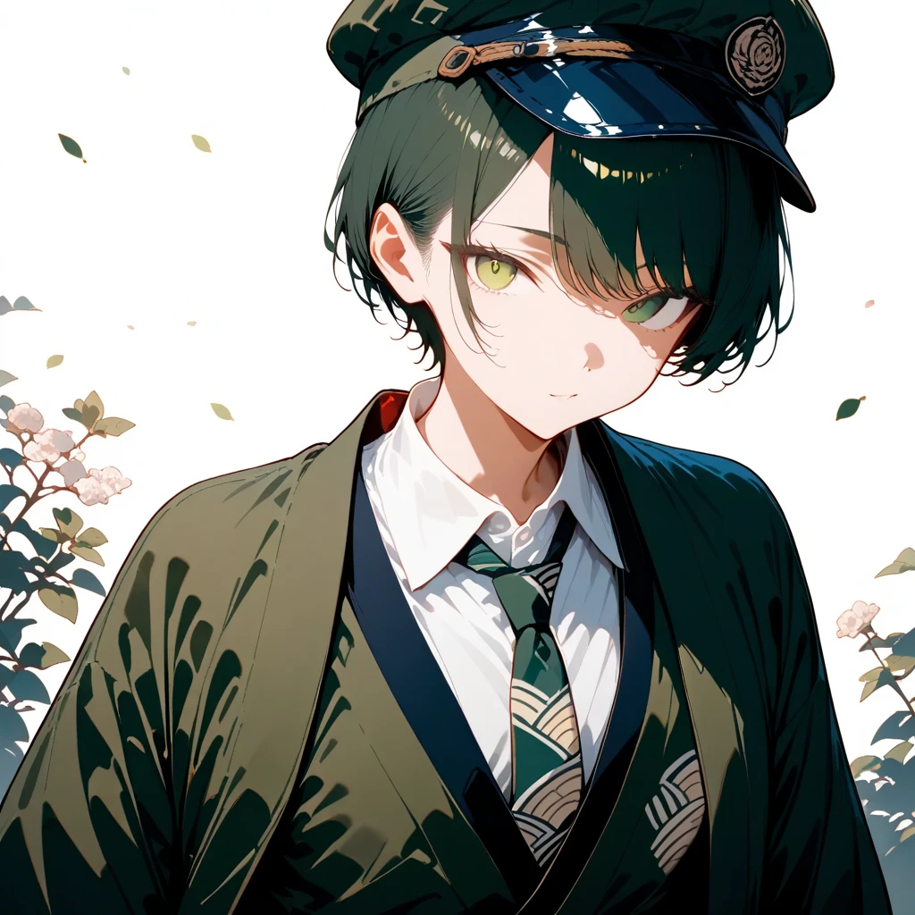 Snufkin, young man, green coat, green pointed hat, smoking pipe
