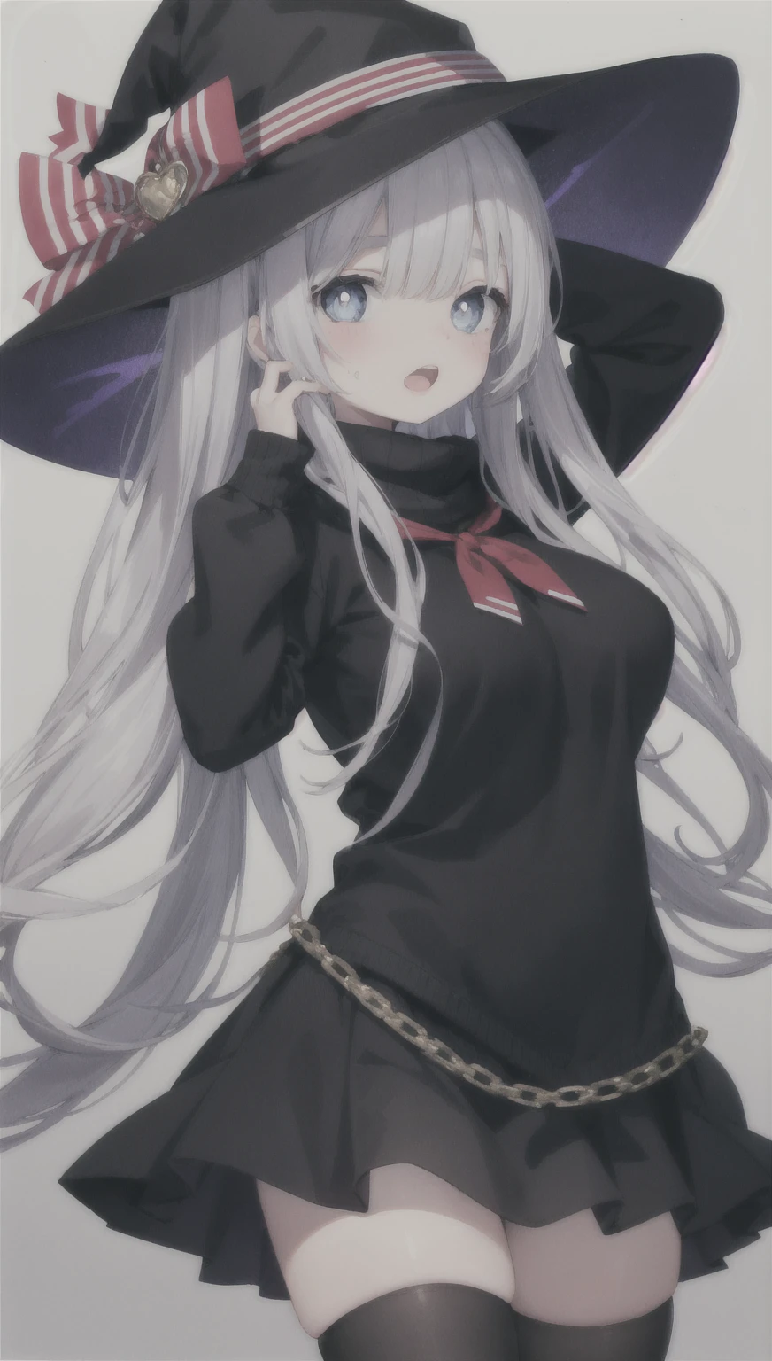 masterpiece, best quality, MyleneHFV4, 1girl, solo, ((black sweater, zettai ryouiki, black legwear, ankle boots, long hat:1.3)), sitting, anime coloring, outdoors, blunt bangs, milf, mature female, <lora:MyleneHFV4-10:1>