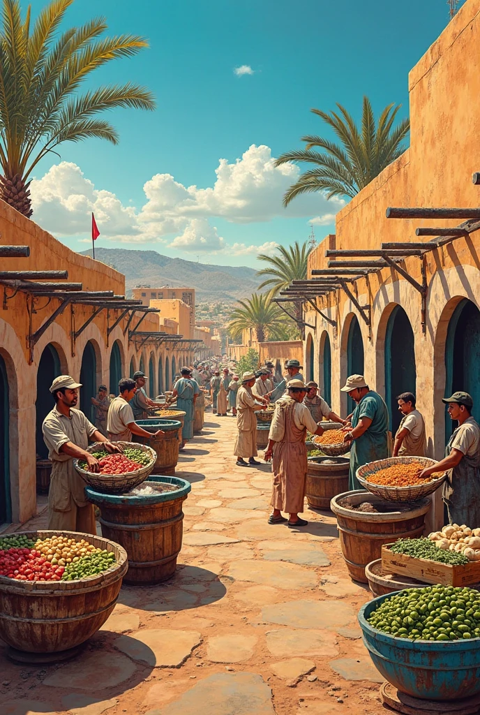 Tunisian food processing wall mural