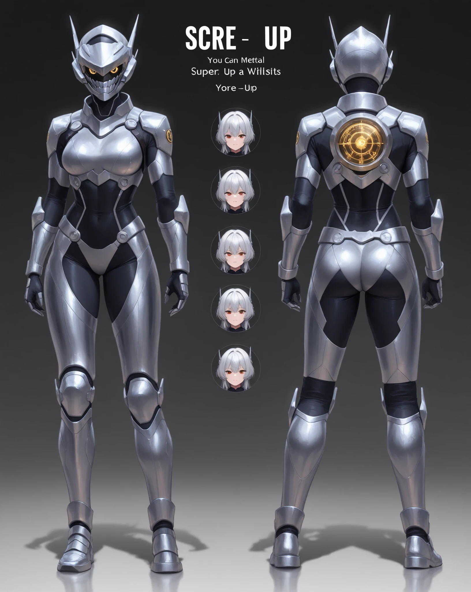 robot　Android　girl　Primary school students　Young Girl　小さいgirl　Height: 130cm　Standing picture Simple design　spats　Full Helmet Face Helmet　Rider Suit　Latex bodysuit