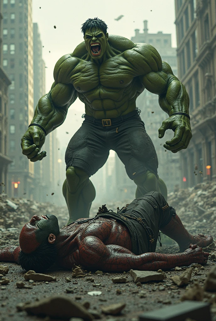 Hulk iss a vempire and he is eating someone