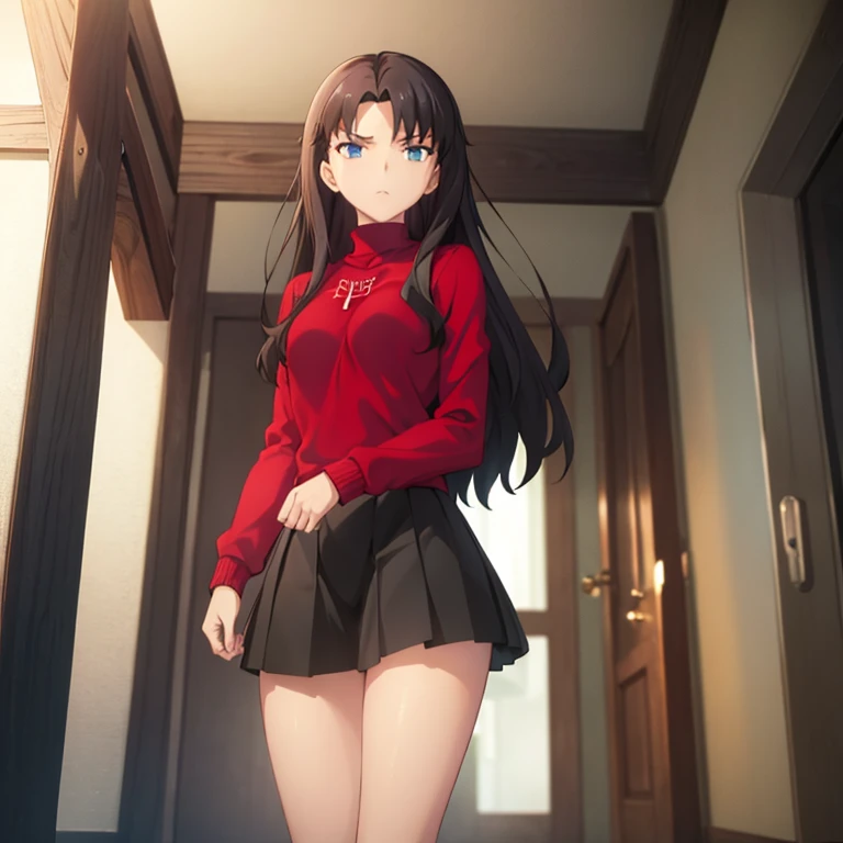 Tohsaka rin, A-line skirt,sexy girl,bed room ,on the bed,Beautiful slender legs,Big breasts,porn