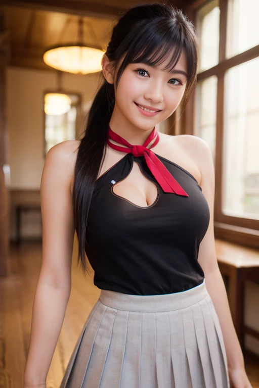 (8K、Raw photography、Highest quality、masterpiece:1.2),(Black Hair、Dark Eyes:1.9),(:1.6)、View your viewers,Front view,White skin,(:1.3)、(Tight waist:1.6)、(Clothes that accentuate the shape of the breasts:1.0)、(Big Breasts :1.3)、Slim figure、Ultra-high resolution,beautiful,beautiful fece,(One person、No background:1.9),whole bodyボディー,Japanese women,(reality的:1.37)、Photon Mapping,reality、(Baby-faced and cute: 1.2)、(Cute Smile: 1.8)、(Round face: 1.8)、Radio City、Physically Based Rendering、Depth of field rally background、photograph, (:1.8),(:1.6),whole body、Great quality