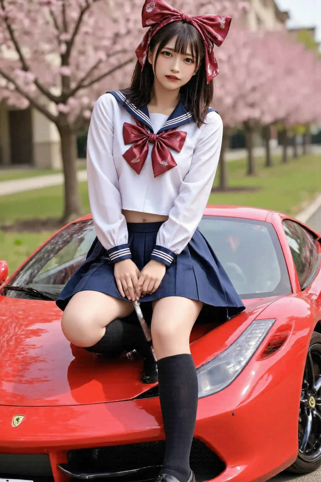 Raw photo、At 32K、8K、Sexy Japanese idol wearing a green sailor suit、((open your mouth、eyes half closed)), Panties that dig into the crotch、Spread your legs in an M-shape、Esbian spreads and stretches Regulus....&#39; body..、choker、brown hair twintails