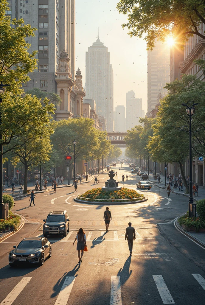 Create an image of the atmosphere at the HI Roundabout in the afternoon