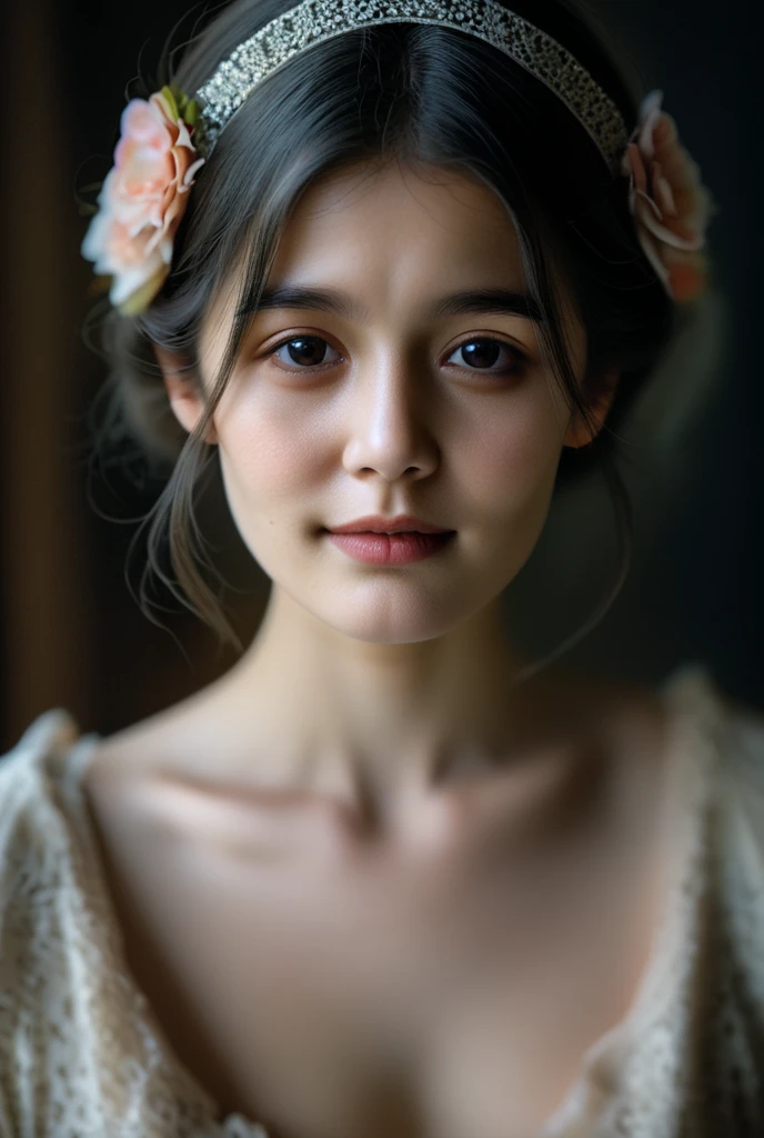 Make the face of a 24-year-old girl,She has dark eyes , delicate features