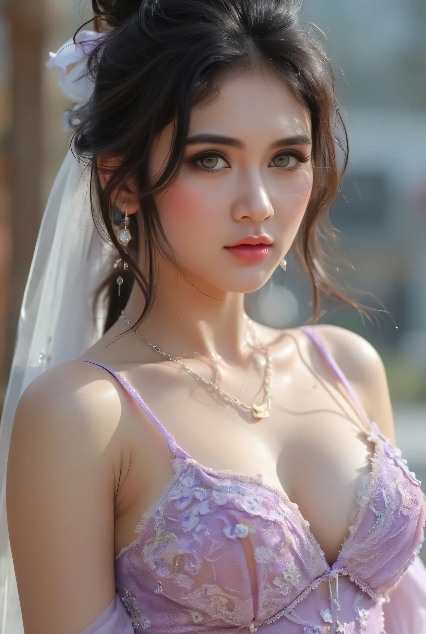 ((full body) shot, (wide-angle shot), (RAW, analogue, Nikon Z 14mm ultra-wide angle lens, award-winning glamour photograph, ((best quality)), ((masterpiece)), ((realistic)), skin pores, subsurface scattering, radiant light rays, high-res, detailed facial features, high detail, sharp focus, smooth, aesthetic, extremely detailed, (extremely detailed eyes, extremely detailed iris), extremely detailed vellus hair, extremely detailed eyebrows, extremely detailed eyelashes, extremely detailed hair, extremely detailed body, extremely detailed skin, extremely detailed clothes, stamp, octane render, photo_\(ultra\), photorealistic, realistic, post-processing, max detail, realistic shadows, roughness, natural skin texture, real life, ultra-realistic, photorealism, photography, 8k UHD, photography, hdr, intricate, elegant, highly detailed, sharp focus), ((stunning, gorgeous, cute), 
(sexy selfie, sexy bride white underwear, blowing a kiss, biting lip, winking, licking lips, cleavage selfie, low contrast), seductive smile, sexy smile, blusher, eyeshadow, eyeliner, long lashes, immaculate matte makeup, intricate and detailed tattoos))