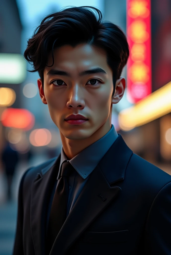 An Asian detective who looks like a handsome Cha Eun-woo in his 20s