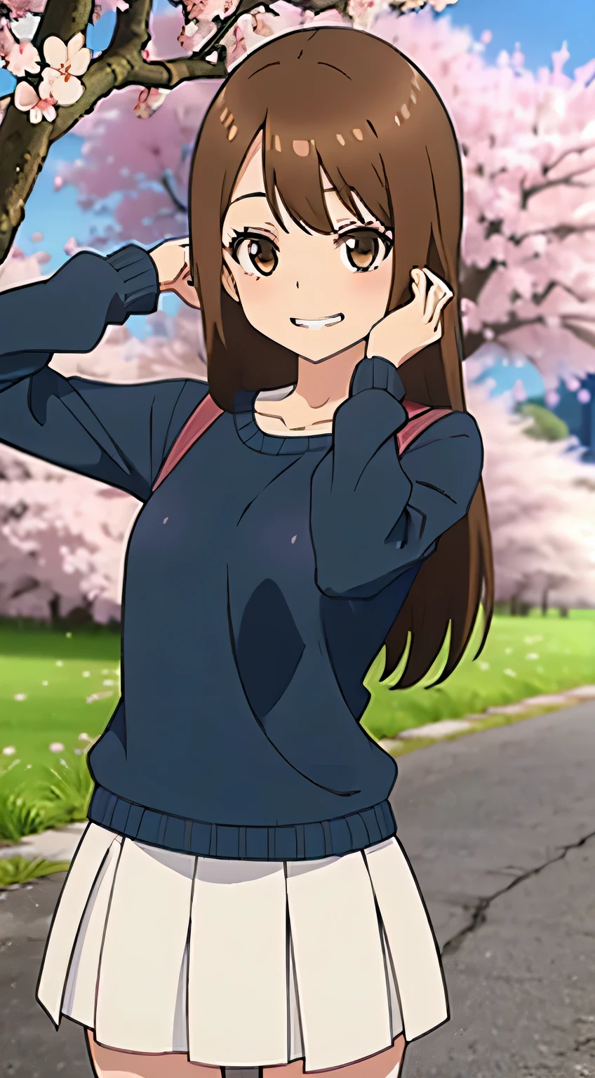 masterpiece,highest quality,High resolution,Mabel Pines,One ,Brown Hair,Long Hair,hair band,smile,Braces,View your viewers,Summer Sweater,Very short mini skirt,Panchi et al.,White star pattern panties, lift,Pussy,shoes,Star Handle, Bruises and gestures,Outdoor,Accurate and detailed beautiful female fingers,