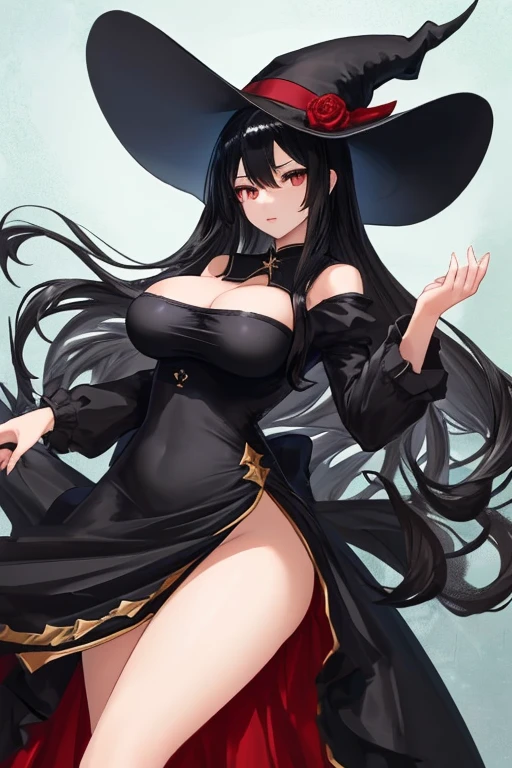 long black cloak Kizi His hair is a black cut and his eyes are fiery red. black mini skirt wearing a big black hat The hat has a rose attached to it with a black ribbon.
Showing naked breasts and buseta