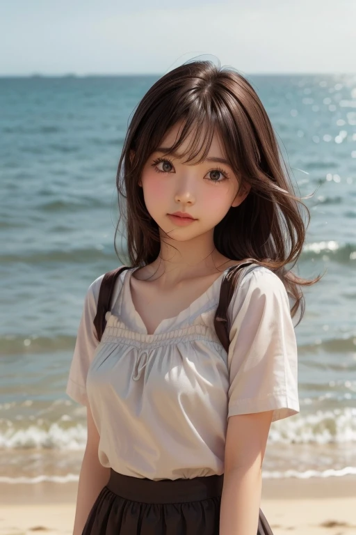 A cute girl looking at the beautiful sea view
