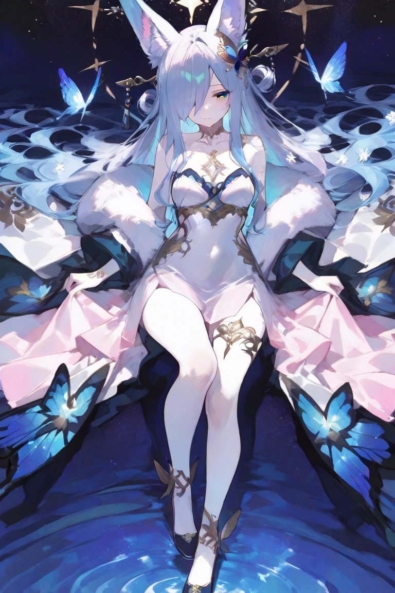 ((masterpiece:1.4,best quality)),(Super detailed),(Extremely detailed eyes),(black leggings,Shiny socks:1.5),Hello Darkness
(Cute girls),15 years old,(Blood-red pupils,Diamond-shaped pupil:1.15),Purple Eyeshadow,(elongated hair,Thick hair,Single ponytail,shiny hair:1.5)(Changes through:1.2),White skin,despair,sad,Empty eyes,tears streaming down my face,tilting its head to the side,
(She wore a blue dress,:1.5),(Black gloves:1.4)Very long plush sleeves,White,White Cloud,Dream bubbles ,Ice and glitter effects
(Black long skirt:1.1),
((Starry Sky:1.2)),
(Intense black and white:1.16),(Depth of Field:1.4),,Intricate details,(((Detailed background,Castle in the Sky,Purple flowers by the lake))),(((Huge breasts,Bare breasts,Deep cleavage)))