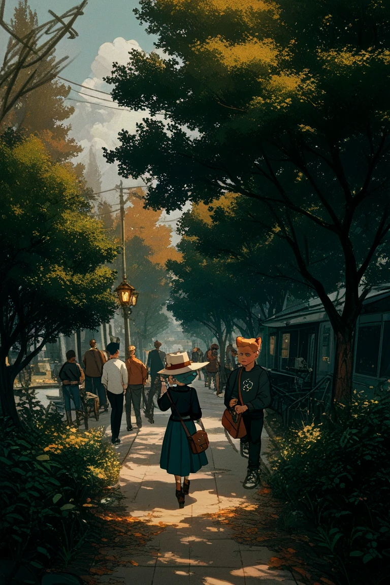 3 people strolling through the woods