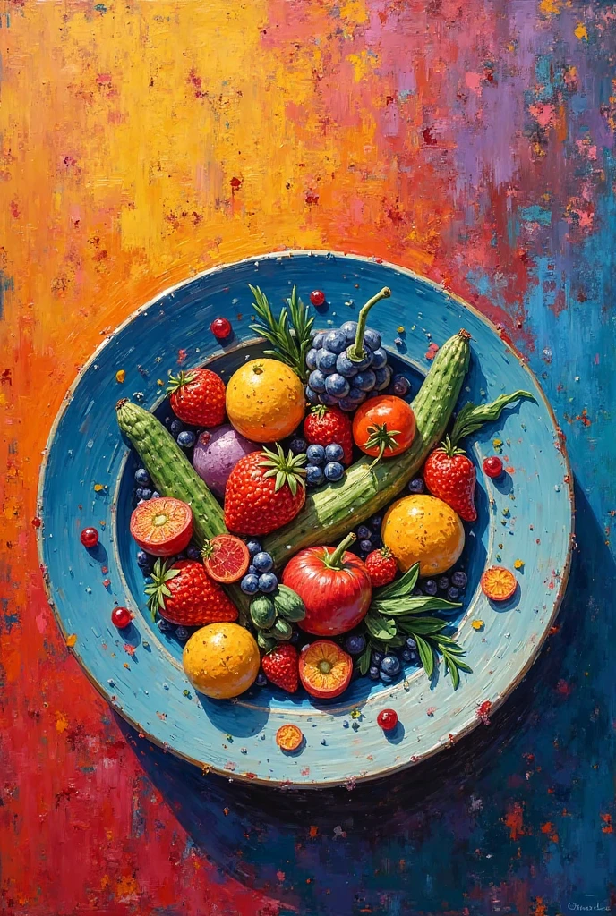 Jebali on plate fauvism painting