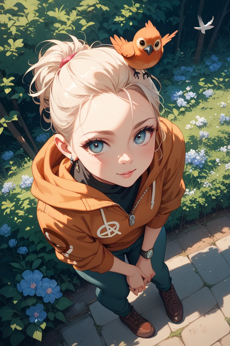 Bird's-eye view composition in the woods