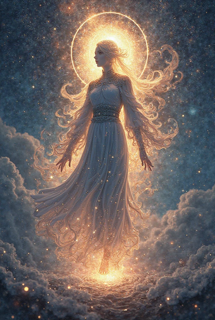 silhouette of light and time god, anime style, divine, 