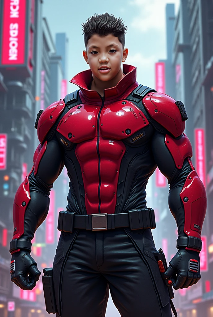 (best quality, masterpiece), 1boy, red hair, lean body, ninja, cyber warrior, bodysuit, villain, running towards viewer, night time city background