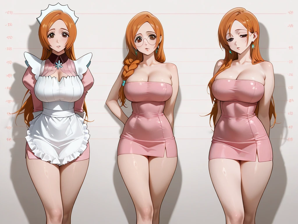 Nami from one piece naked orange hair, brown eyes, naked , huge breast, small nibbles, thic hips, wide hips, pussy , perfect waist, sexy in kitchen show her looking in fridge pussy open dress show her legs open breast