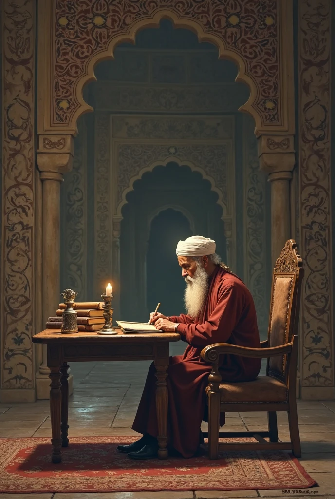 islamic backgroung with chair and table for islamic scholor