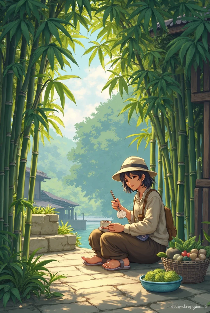 I mean, I'm eating under the bamboo shoots of the village.