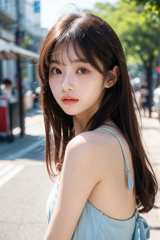 ((cute日本の女の子、beautiful japanese girl、1 girl、19 years old、ponytail、Highly detailed face and skin texture、super detailed face、highly detailed eyes、Lee Hong、blush、close-up of woman、front、 from the neck up、cute、Highly detailed face and skin texture、smooth white skin、Transparent skin texture、))、(dark brown hair)、looking at camera、sharp focus:1.2、beautiful woman with perfect style:1.4、japanese model、young gravure idol、若いcuteグラビアアイドル、Realistic young gravure idol、sophisticated gravure idol、((highest quality、8k、masterpiece:1.5、1photograph))、(4k、RAWphotograph、highest quality)、Place a person on the other side of the screen、Natural light、professional lighting、(realistic、フォトrealistic:1.5)、