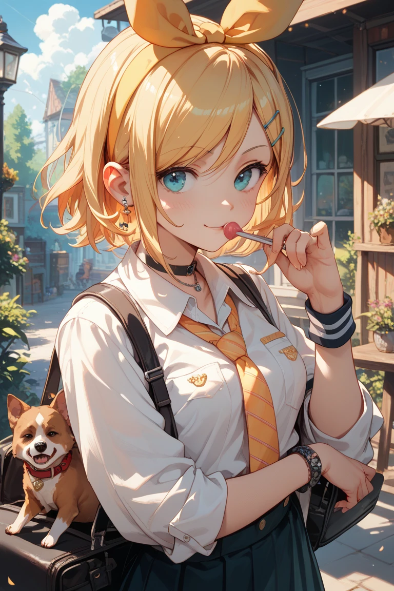 Illustration of Kagamine Rin copulating with a dog