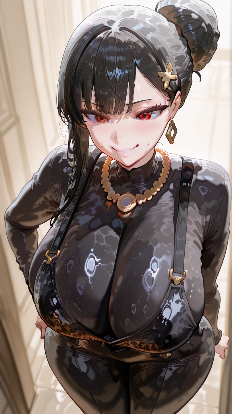 (melhor qualidade:1.3), (qualidade 4K), good composition, green glowing light, full body, head rest, lips, (pretty face, low-tied long hair, ((red_eyes:1.3)), night ,lisarnd, (Grinning smile) ,(((blush))))), ((large udder)),, (detailed lighting, extremely detailed skin, extremely detailed hair, shadows, 8k), looking at viewer, (High Key Lighting), jewelry, large_breasts, huge breasts, sagging breast,,mature woman,  black mini bikini, ,gorgeous perfect face, realistic style and super detailed renderings, superrealism,kawaii, zbrush, super-realistic oil,upper body