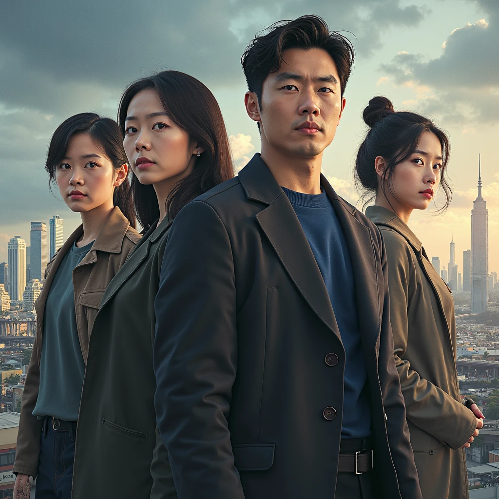 Draw Chang-gu, Bok Mi-sun, Shin Yeong-man, and Chan-a from Chang-gu