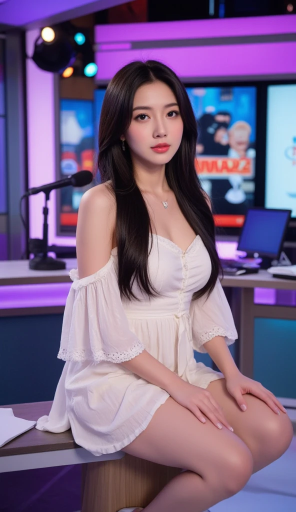 1girll, (Original photo, Best quality), (((Shallow depth of field))), (Realistic medium size, Photographic realism: 1.3), Masterpiece, an extremely delicate and beautiful one, Extremely detailed, CG, uniform, 2k wallpapers, Stunning appearance, Fine details, subtle smiling, Extremely detailed CG uniform 8k wallpaper, hugefilesize, Super super detailed, Super high resolution , Absurd, Soft lighting Next, (((Long hair : 1.3), short length bangs, Jet black hair, Floating hair NovaFrogStyle)), Beautiful detailed girl, Highly detailed fingers, Extremely detailed eyes and face, Beautifully detailed nose, Beautifully detailed eyes, Longer eyelashes, light in face, Audience, (Closed mouth: 1.2), Grow long hair, Cute breasts, Young age, Mature face, (full bodyesbian: 1.3), ((and sexy)), Realistic face, Realistic body, Slim body proportions, Beautiful slender thighs, Legs spread,比基尼,(NSFW),raby