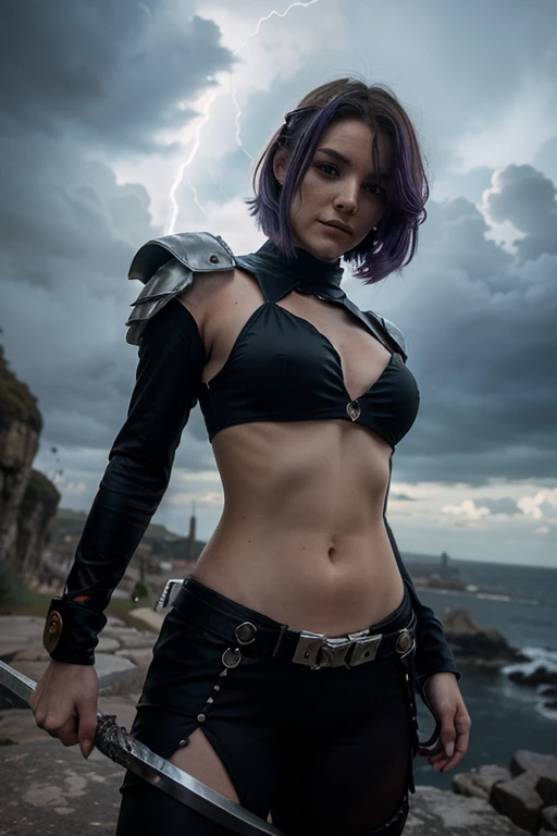 Zipp Storm from My Little Pony, spiky pink and blue hair, short hair, naked