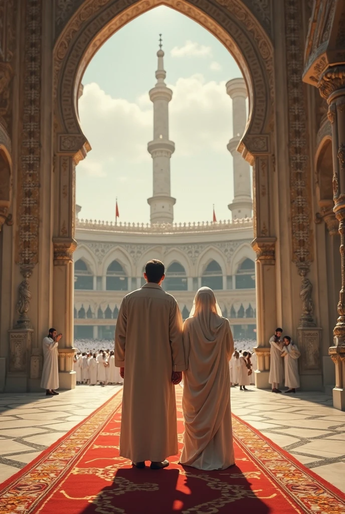 A man with his mother in masjid al haram