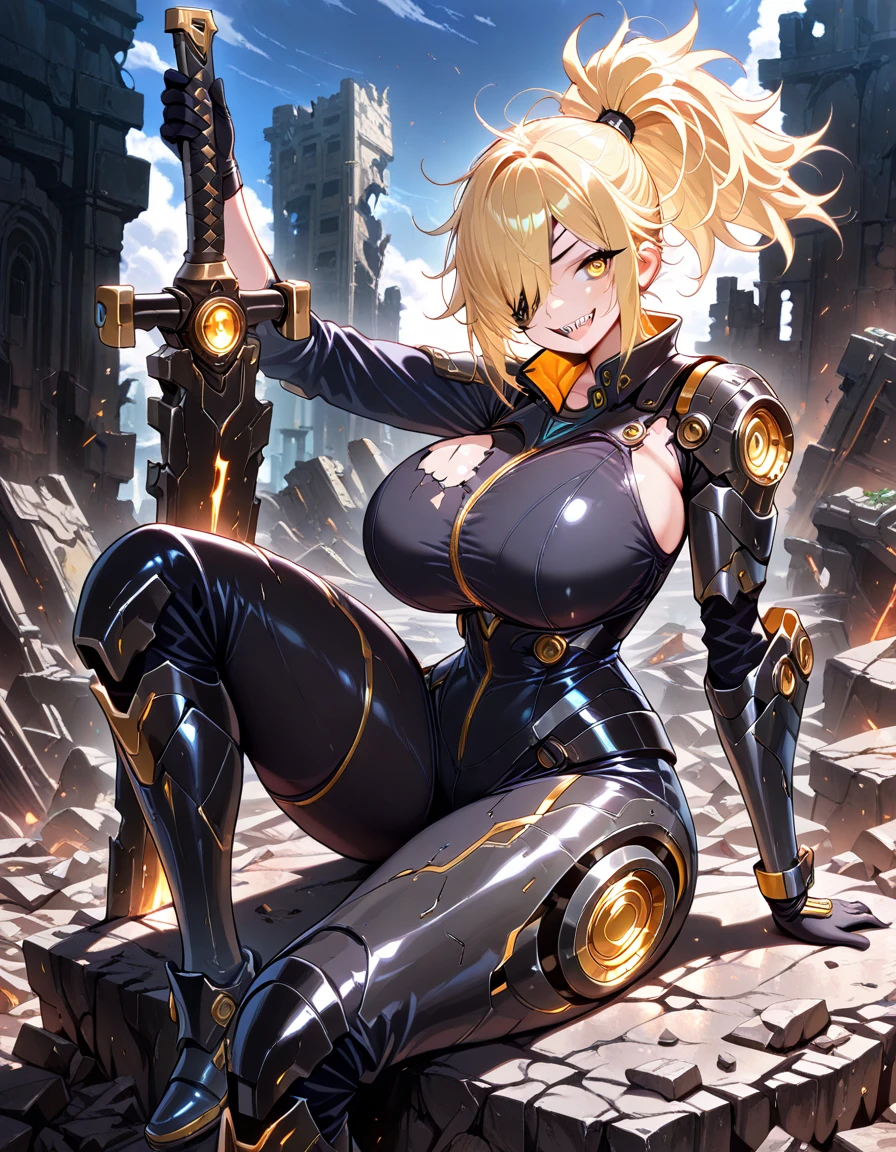 ((best quality)), ((highly detailed)), masterpiece, absurdres, (detailed eyes, deep eyes), <lora:more_details:.3>, (1girl), dynamic pose, upper body, ((turtleneck sweater, torn jeans, sandles, shoulder sash)), <lora:hairdetailer:.8>, <lora:clementineOverlord_v10:.7>, clementine \(overlord\), short hair, blonde hair, red eyes, crazy, angry, evil smile, armor, midriff, garter belt, gauntlets, (inside, at a dungeon), <lora:tamarillo:.6>