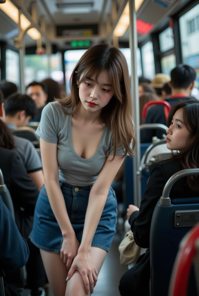 A young and beautiful woman、(((I can&#39;t hold my urine:1.7)))、(Anguished expression)、(Legs wide open)、(Take the train)、Detailed eyes and lips、Long eyelashes、Restless posture、Flowing Hair、Stylish clothes、Tense lighting、Realistic portraits、Bright colors、High resolution、Professional photos、Classic beauty、Modern style、Urgent tones、woman, huge breasts, (best quality,4k,8k,highres,masterpiece:1.2), ultra-detailed, (realistic,photorealistic,photo-realistic:1.37), HDR, UHD, studio lighting, ultra-fine painting, sharp focus, physically-based rendering, extreme detail description, professional, vivid colors, bokeh, portraits, (sensual, warm) color palette, (soft, moody) lighting