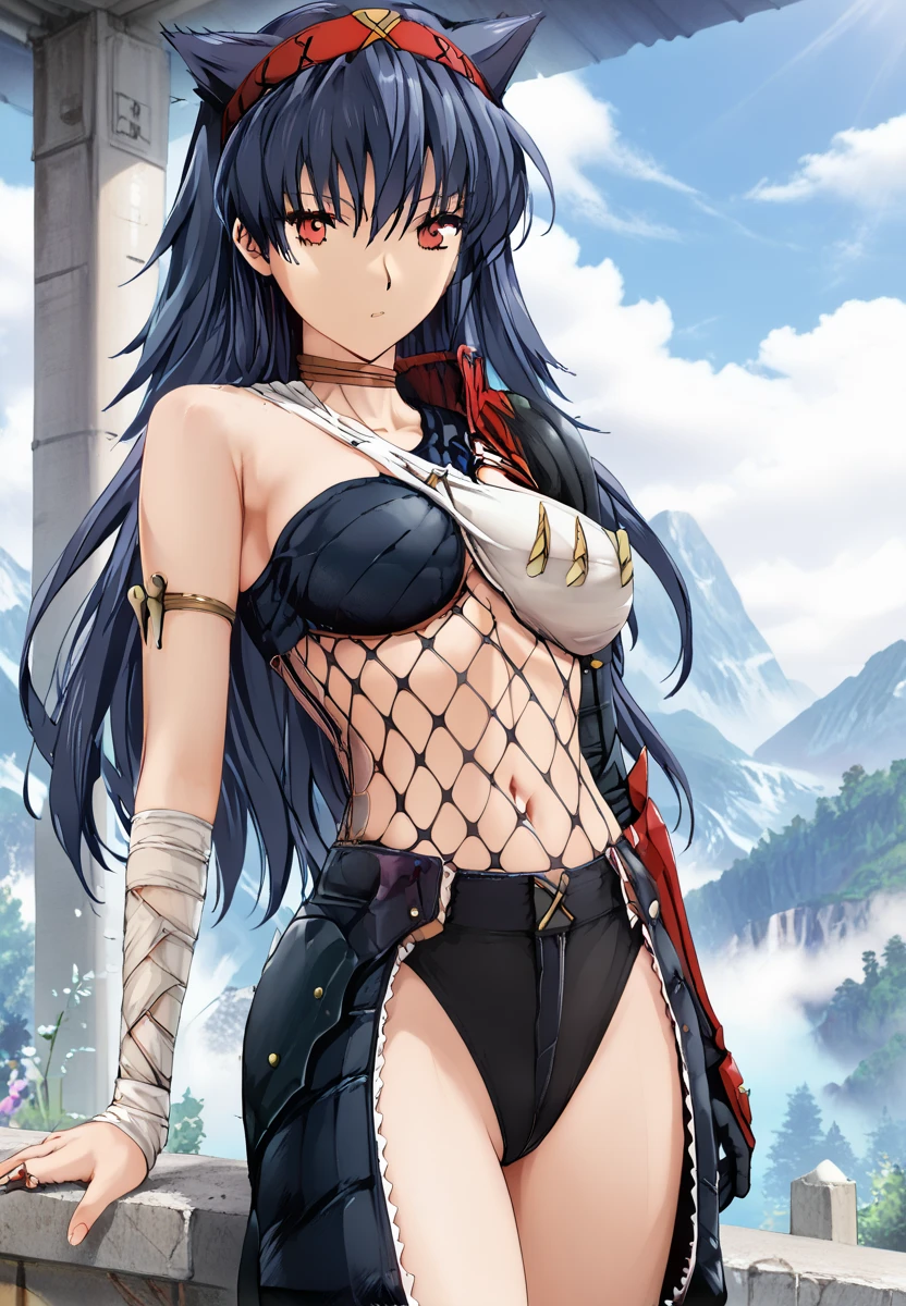 Anime - Style image of a sexy woman in a black bikini and a red cape, seductive anime girls, Extremely detailed Artgerm, Range Murata and Artgerm, beautiful and seductive anime woman, black-haired mage, IG model | Art germ, Guviz-style artwork, Style Artgerm, in a bathing suit