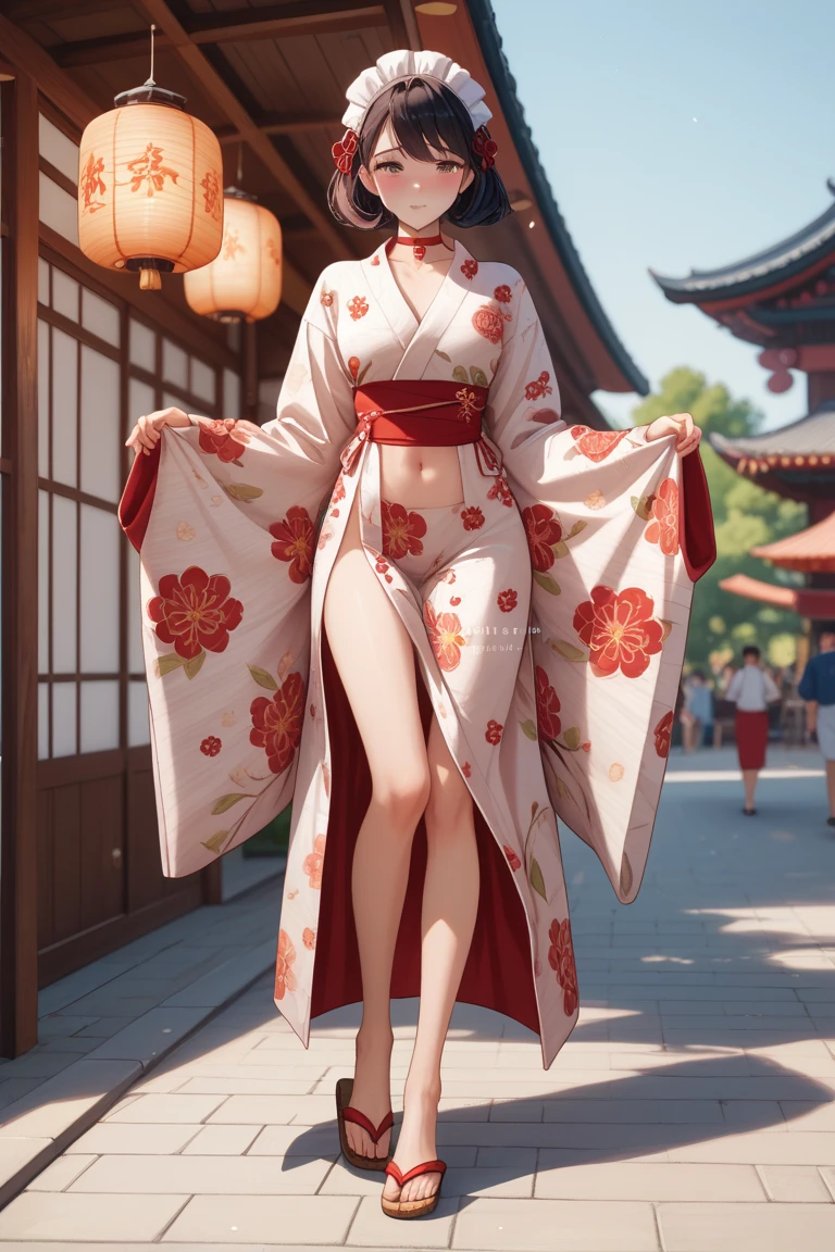 (Cinematic Light, Top Quality, 8K, Masterpiece: 1.3), (World Wonderful, Japan Goddess, Japan Beautiful Girl, Korean Goddess), (Full Body), One Girl, (Necklace, Bracelet, Anklet, Leg Ring), (Huge Breasts, Cleavage, Exposed Breasts, Sexy Cleavage, Very Detailed Breasts), (Colossal), À la Fed Woman in Kimono, Hakama Kimono, Complex Hakama, Hakama, Hakama wide-legged hakama trousers, classic kimono, kimono, Japan kimono, long beautiful flowing kimono, complex geisha kimono, red kimono with floral pattern, Japanese style, wearing kimono, inspired by Kano Hogai, --auto --s2