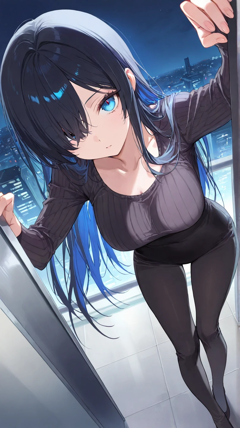 saorijoumae, <lora:saorijoumae-lora-nochekaiser:1>,
saori joumae, blue eyes, blue hair, halo, long hair, mask, mouth mask,
BREAK bare arms, bare shoulders, belt, black headwear, black pants, black shirt, blue gloves, crop top, gloves, leggings, midriff, navel, pants, shirt, sleeveless, sleeveless shirt,
BREAK looking at viewer,
BREAK indoors,
BREAK <lyco:GoodHands-beta2:1>, (masterpiece:1.2), best quality, high resolution, unity 8k wallpaper, (illustration:0.8), (beautiful detailed eyes:1.6), extremely detailed face, perfect lighting, extremely detailed CG, (perfect hands, perfect anatomy),