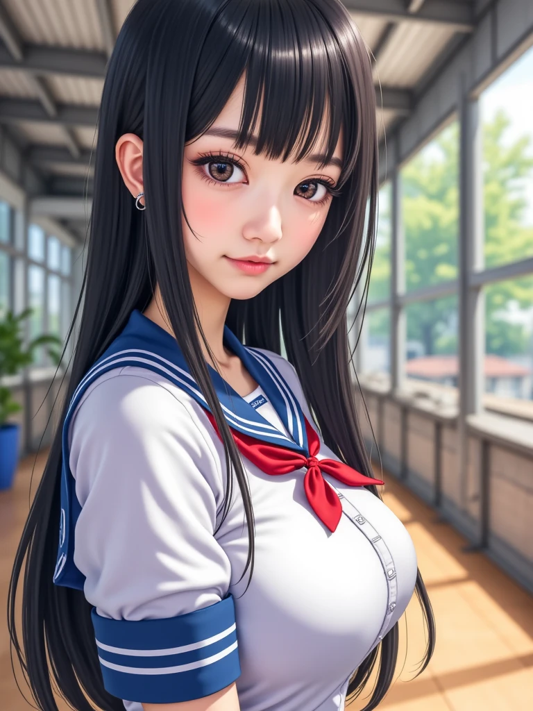 sailor school uniform, masterpiece,best quality,1girl, upper body