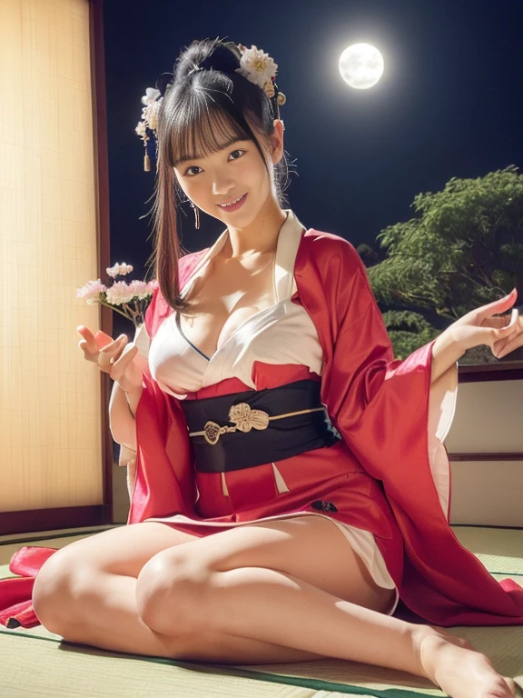 (RAW photo:1.2), (realistic), beautiful detailed girl, highly detailed eyes and face, thin and beautiful eyes, huge file size, High resolution, very detailed, highest quality, [table top:1.6], shape, very detailed, small details, highest quality, 8k wallpaper, movie lighting, 15 year old Japanese junior high school student, Japan Hina Festival, Pose on the red platform, seiza, In underwear, white bra is visible, white panties are visible ,slender body, young face, small breasts, exposed underwear, Hinamatsuri decorations, lantern, Hishi mochi, Hina hail