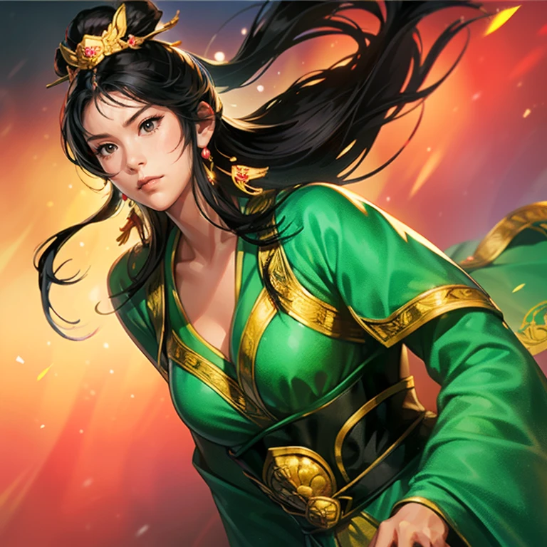 Card design、tarot cards,1female,Three Kingdoms killing style:1.2,Ancient Chinese background,A meticulous face,Clear face,big breasts beautiful,Card background、对称,Below is the UI text box,High picture quality,tmasterpiece,best qualtiy,超高分辨率