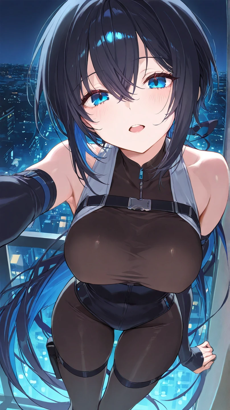 (Highly detailed CG Unity 8k wallpaper,masterpiece),(Best lighting, Best Shadow, Very delicate and beautiful),(One girl),blue eyes, Ample breasts, Black Hair,Red and black off-the-shoulder SF bodysuit,Neck Seal,High-tech sci-fi corridor, Dynamic pose, Detailed Machinery, Sleek design., ((Intense vaginal sex with a man:1.5)), {{An extraterrestrial lifeform preys on girls and takes their place}}, Unknown sensation, Feels good, Vigorous movement, more, instinct, Female fall, Shaking breasts, NSFW