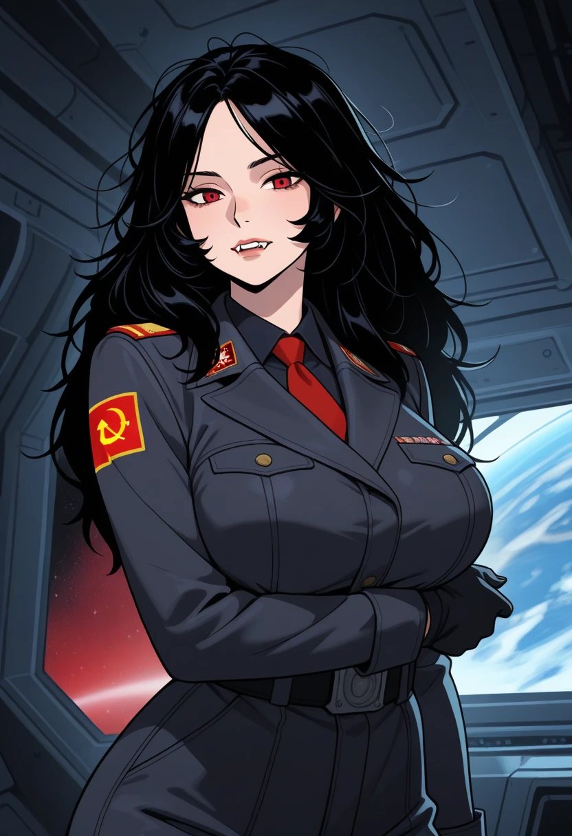 Human-like,Movie Poster,Real,(Face Resolution),Adult,Woman,25 years old,Dark green eyes,Dark black hair,Red glasses,(Double Braid hairstyle),(Smooth bang shape:1.4)),Commander uniform,Commander uniform,Standing at the Air Force Airfield,Science fiction,Sci-fi,(Reference to the film Foundation)