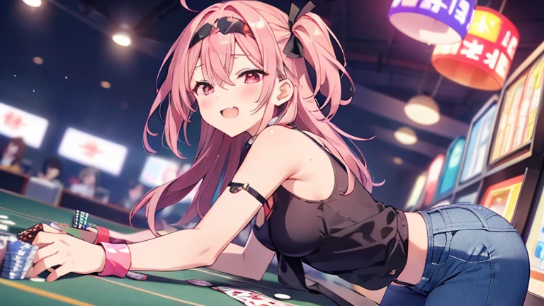 NSFW,masterpiece,Highest quality,High resolution,Very detailed,white\(no game No life\),Small breasts,ponytail,Bunny ears,Playboy Bunny,casino,Dissatisfied face,blush,(Blowjob),,From the side