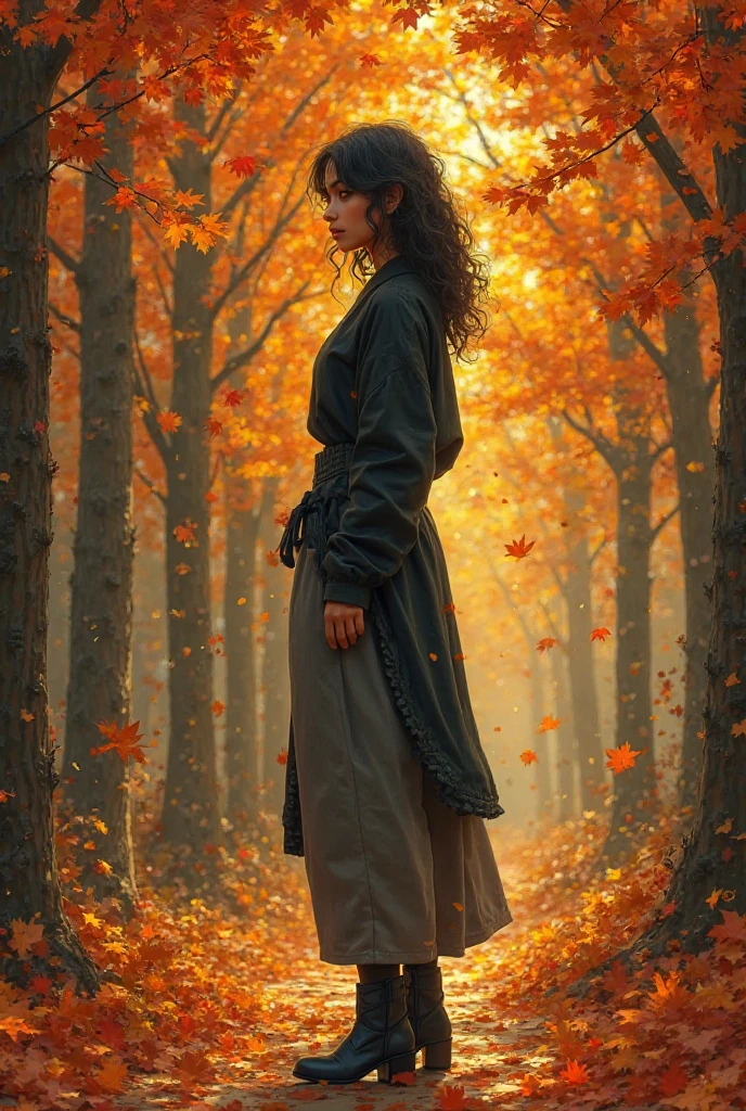 Book Cover — “Advice sold and poems lived”
Author: Anielle Medeiros

Character:

Adult brown girl, light and yellowish skin tone

Wavy hair, dark brown eyebrows, Length above the shoulders. 

Penteado: dark hair, lisos, leather jap split on the side. 

De costas, looking to the side and up (pensativa)


Visual Style:

hairstyle

Japanese clothing: Long length, Capping the , long sleeve black leather blouse tight on the arms and gray dins pants, apertada. Black boot, high  almost to the knee and medium square heel. 

Scenario: autumn leaves falling, sunset light, Illuminated tree path

An aura of soft hope surrounding the character

Palette: warm tones


Text:

Title: Advice sold and poems lived

Name: Anielle Medeiros in the footer

Source: poetic handwritten
