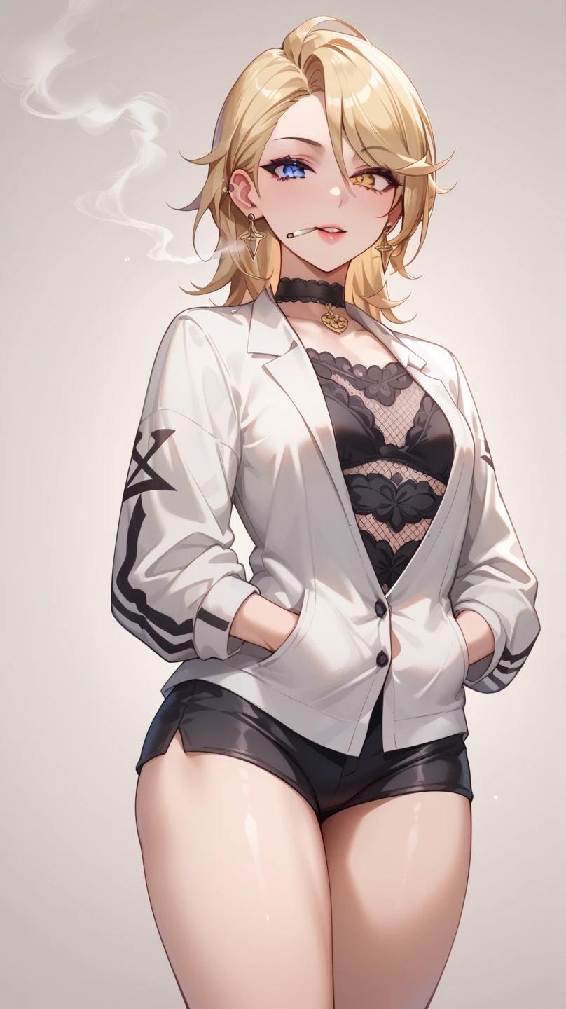 8K,Ultra Detail,ultra-quality,ultra precision,ultimate masutepiece,No extra arms,lack of extra legs,No extra fingers,large full breasts,A young girl with a cheeky expression,gals,twin tail,tube top,Leopard print coat,jeans(short),knee high socks,long boots,