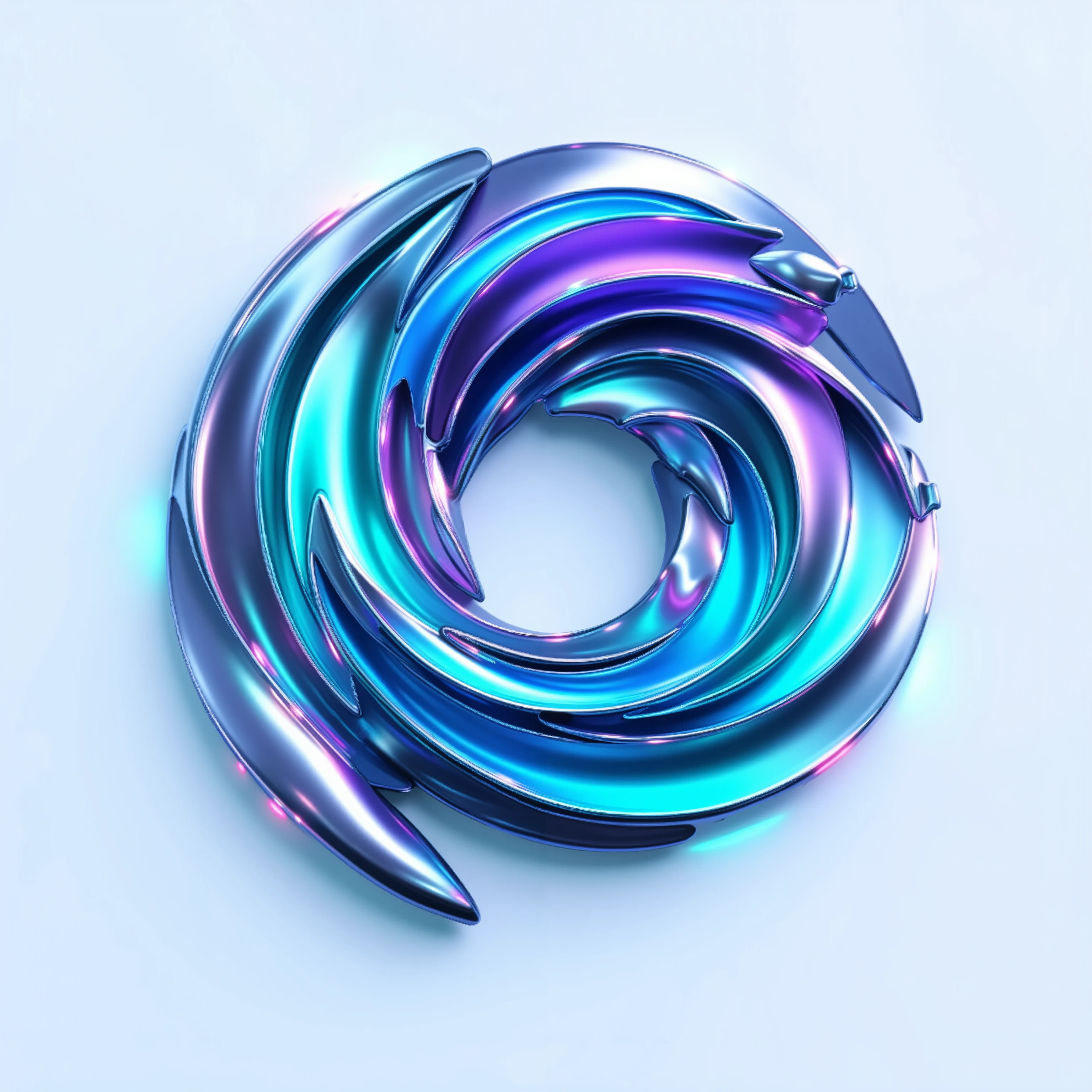 "Design a sleek, futuristic logo symbolizing innovation and creativity for a digital art platform. The logo should have clean, flowing lines, dynamic abstract shapes, and a sense of motion and energy — resembling waves, paint strokes, or a galaxy spiral.
Use a color palette blending cool oceanic tones (blue, teal, aqua) with sharp highlights of silver, neon blue, and soft purple. The logo should feel fluid yet high-tech, hinting at artistic freedom, AI evolution, and limitless creativity.
Incorporate minimalist 3D effects, glowing outlines, subtle gradients, and a slightly holographic, transparent texture to give it a cutting-edge feel. Avoid clutter — focus on a strong central symbol that could work standalone or with sleek modern typography.
Art Style: ultra-modern, cyber-futuristic, elegant minimalism, polished, high-detail, professional logo design, 8k resolution."