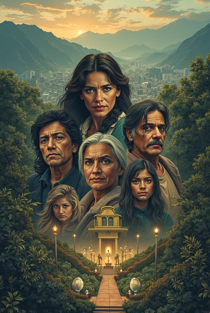 Make an illustration as if it were an A3 movie trailer from the book of " the house of spirits "